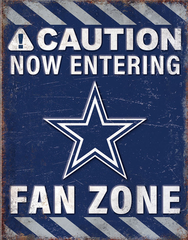 DALLAS COWBOYS "FAN ZONE" 12.5" X 16" VINTAGE METAL SIGN   WITH HOES FOR EASY MOUNTING