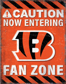 CINCINNATI BENGALS "FAN ZONE" 12.5" X 16" VINTAGE METAL SIGN S/O*  WITH HOES FOR EASY MOUNTING  THIS IS A SPECIAL ORDER SIGN THAT NORMALLY TAKES ABOUT 1 WEEK TO SHIP.

