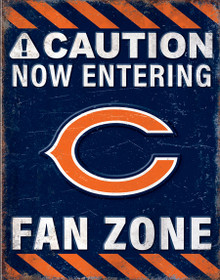 CHICAGO BEARS "FAN ZONE" 12.5" X 16" VINTAGE METAL SIGN S/O*  WITH HOES FOR EASY MOUNTING  THIS IS A SPECIAL ORDER SIGN THAT NORMALLY TAKES ABOUT 1 WEEK TO SHIP.