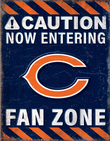 CHICAGO BEARS "FAN ZONE" 12.5" X 16" VINTAGE METAL SIGN   WITH HOES FOR EASY MOUNTING
