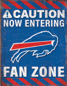 BUFFALO BILLS "FAN ZONE" 12.5" X 16" VINTAGE METAL SIGN S/O*  WITH HOES FOR EASY MOUNTING  THIS IS A SPECIAL ORDER SIGN THAT NORMALLY TAKES ABOUT 1 WEEK TO SHIP.