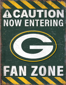 GREEN BAY PACKERS "FAN ZONE" 12.5" X 16" VINTAGE METAL SIGN S/O*  WITH HOES FOR EASY MOUNTING  THIS IS A SPECIAL ORDER SIGN THAT NORMALLY TAKES ABOUT 1 WEEK TO SHIP.
