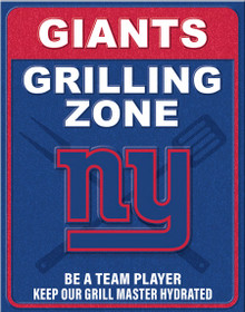 NEW YORK GIANTS "GRILLING ZONE" VINTAGE 12.5" X 16" METAL SIGN  WITH HOLES FOR EASY MOUNTING.