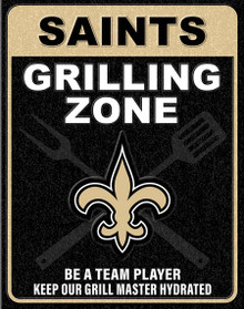 NEW ORLEANS SAINTS "GRILLING ZONE" VINTAGE 12.5" X 16" METAL SIGN S/O* WTIH HOLES FOR EASY MOUNTING...THIS IS A SPECIAL ORDER SIGN THAT NORMALLY TAKE ABOUT A WEEK TO SHIP.