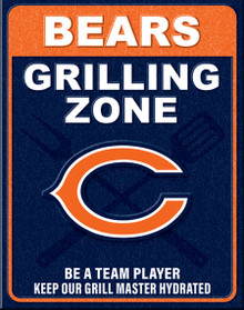 CHICAGO BEARS "GRILLING ZONE" VINTAGE 12.5" X 16" METAL SIGN S/O* WTIH HOLES FOR EASY MOUNTING...THIS IS A SPECIAL ORDER SIGN THAT NORMALLY TAKE ABOUT A WEEK TO SHIP.