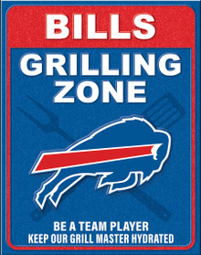 BUFFALO BILLS "GRILLING ZONE" VINTAGE 12.5" X 16" METAL SIGN S/O* WTIH HOLES FOR EASY MOUNTING...THIS IS A SPECIAL ORDER SIGN THAT NORMALLY TAKE ABOUT A WEEK TO SHIP.
