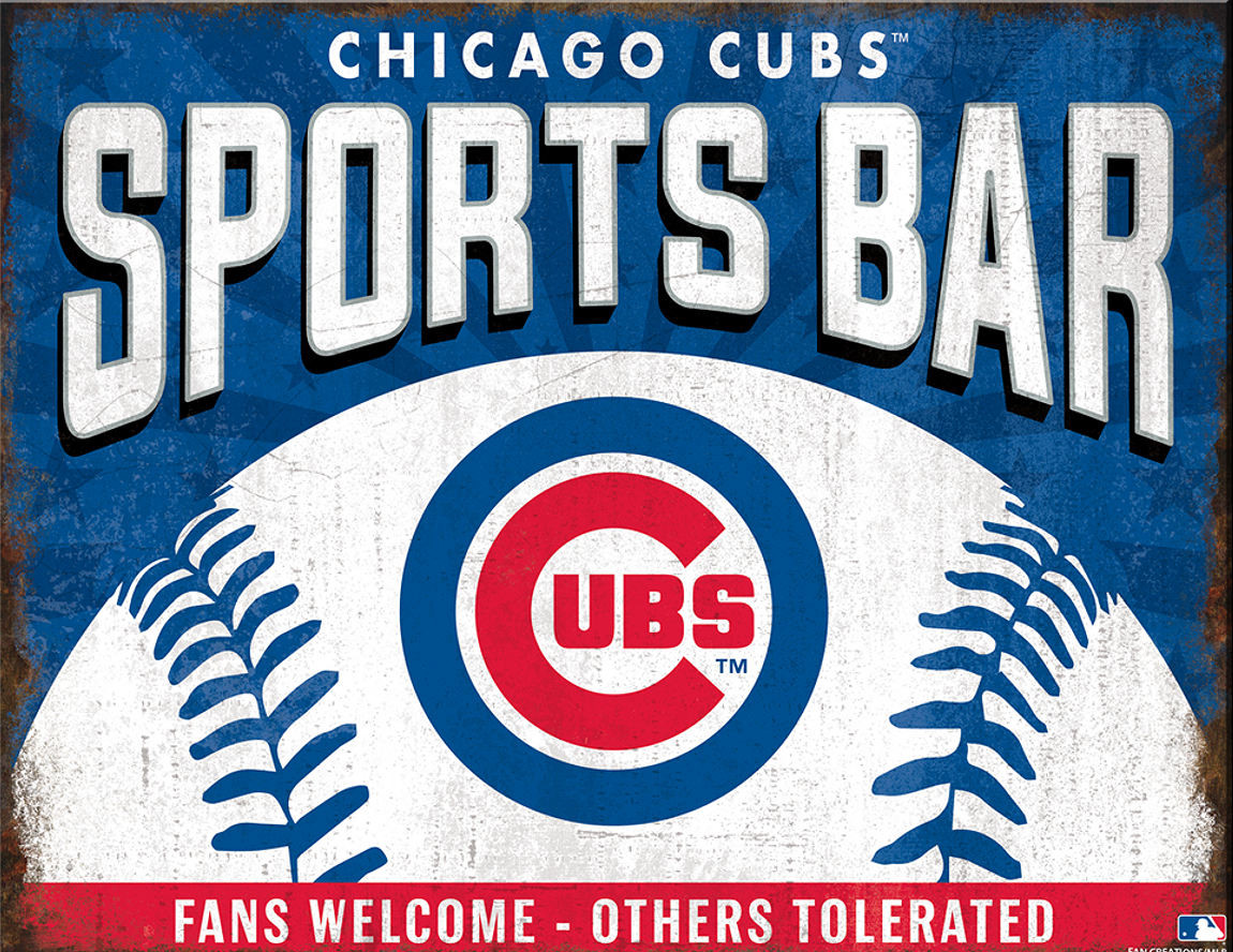 Chicago Cubs 12 Clark Mascot Batting Steel Logo Sign - BiggSports