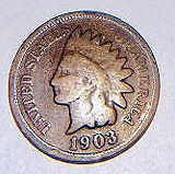 1903 INDIAN HEAD PENNY.  SHIPPING $1.50 IN 48 CONTIGUOS STATES ONLY!  FRONT