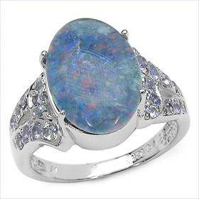 Gemstone: Opal
Color: Rainbow
Gem Grade: AA
CTW: 3.500 CTW
Cut: Oval Cut
Gemstone Description
Gemstone: Tanzanite
Color: Violet
Gem Grade: AA
CTW: 0.480 CTW
Cut: Round Cut
Material Information
Plating Material: Rhodium
Primary Material: Sterling Silver
Primary Material Weight: 3.52 g
Primary Material Karat: 0.00 k
Jewelry Information
Mount Type: Ring
Gender: Womens
Size: 7.8