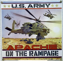Photo of ARMY APACHE PORCELAIN SIGN, RICH COLOR AND ATTENTION TO DETAIL!!