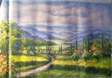 PATHWAY TO TOWN medium large OIL PAINTING