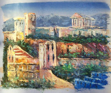 Photo of ATHENS SCENE 2 SMALL SIZED OIL PAINTING