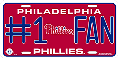 PHILADELPHIA PHILLYS BASEBALL #1 FAN LICENSE PLATE