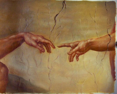 REACH OUT OIL PAINTING