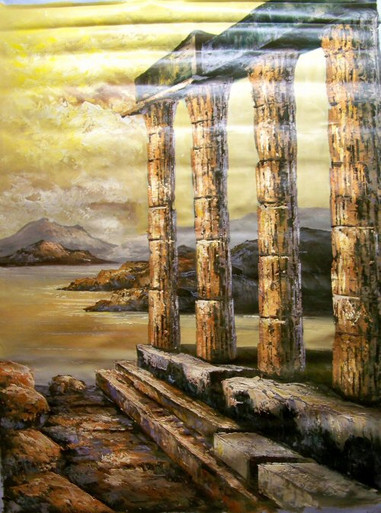 RUINS large OIL PAINTING