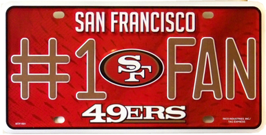 SAN FRANCISCO 49ERS FOOTBALL # 1 FAN LICENSE PLATE