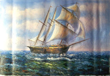 SHIP SAILING AT SEA medium large OIL PAINTING