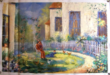 Photo of BACKYARD WITH CHICKENS  OIL PAINTING