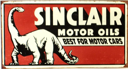 Race Car Gasoline Dino Sinclair Opaline Motor Oil Tin Metal Sign Gas 