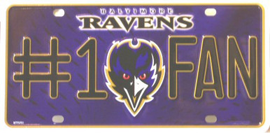 Photo of BALTIMORE RAVENS #1 FAN EMBOSSED LICENSE PLATE