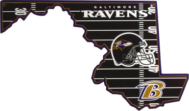 Photo of BALTIMORE RAVENS DIE CUT STATE MARYLAND SHAPED SIGN