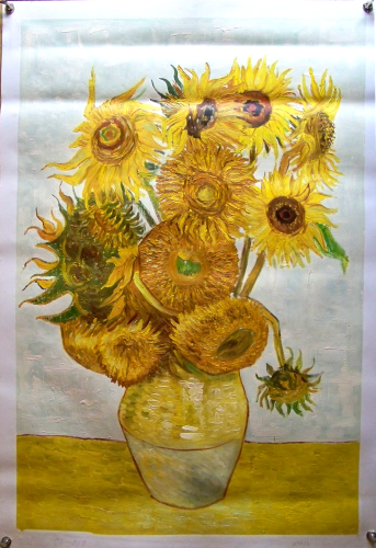 SUNFLOWERS IN VASE OIL PAINTING