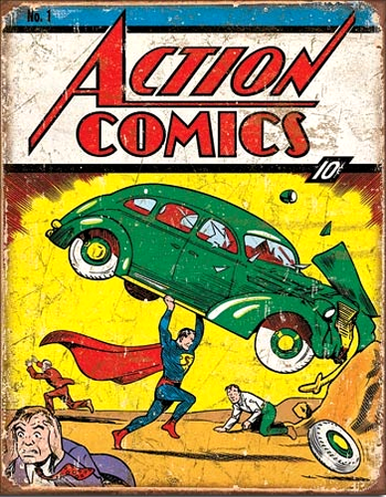 SUPERMAN ACTION COMIC NO.1 SUPER HERO SIGN