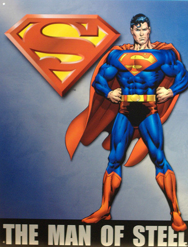 SUPERMAN MAN OF STEEL SUPER HERO SIGN