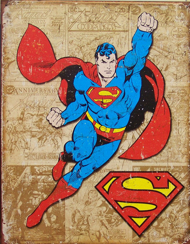 SUPERMAN WEATHERED PANELS SUPER HERO SIGN