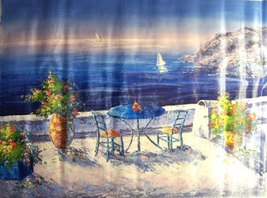 TABLE FOR TWO BY SEA large OIL PAINTING