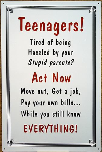 TEENAGERS MOVE OUT SIGN