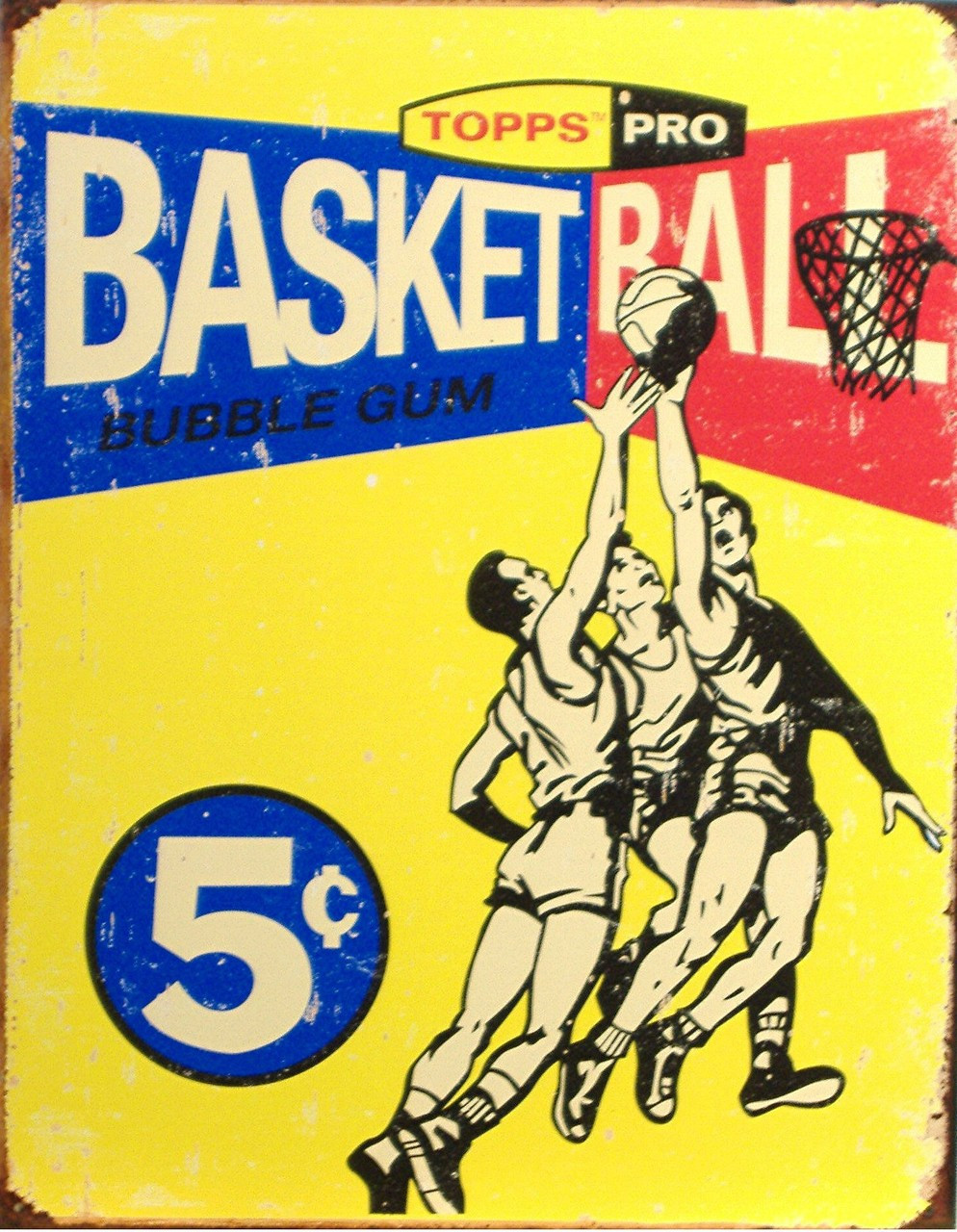 TOPPS 1957 BASKETBALL CARD BOX TOP SIGN - Old Time Signs