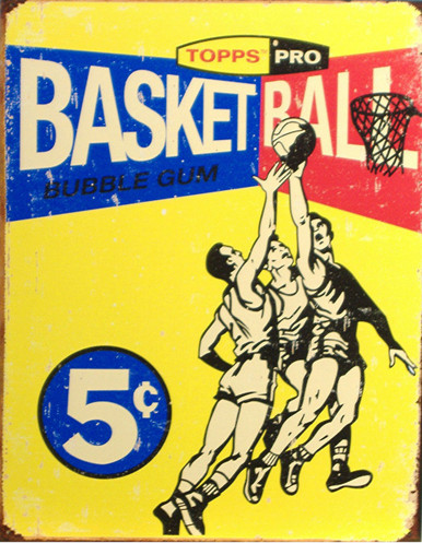 TOPPS 1957 BASKETBALL CARD BOX TOP SIGN
