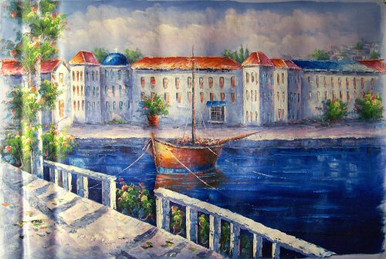 TOWN BY CANALS medium large OIL PAINTING