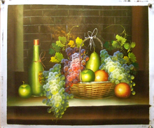 Photo of BASKET OF FRUIT & WINE BOTTLE SMALL  OIL PAINTING