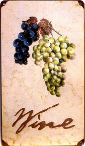 Photo of WINE "GRAPES"   RUSTIC, RETRO LOOKING PICTURE OF WINE GRAPES ON THE VINE, THIS HEAVY METAL SIGN IS READY TO HANG WITH HOLES IN EACH CORNER