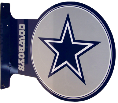 READY TO HANG ON WALL, LOGO VIEWABLE FROM BOTH SIDED,  13 1/2" H X 17 1/2" L   (FLANGE MEASURES 13 1/2" X 2") with holes for easy mounting 

A SUPER ADDITION FOR ANY AVID DALLAS COWBOYS FOOTBAL FAN'S COLLECTION, GREAT COLORS AND GRAPHICS