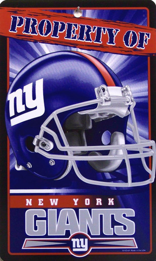 PLASTIC FOOTBALL SIGN,   7 1/4" W X 12" H,   WITH HOLE(S) FOR EASY MOUNTING

A GREAT ADDITION FOR ANY NEW YORK GIANTS FOOTBALL FANS COLLECTION, EXCELLENT COLOR AND GRAPHICS