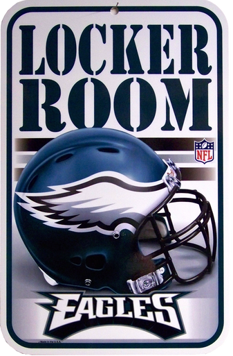 HEAVY DUTY PLASTIC FOOTBALL SIGN,  10 3/4" w X 16 1/2" h  WITH HOLE(S) FOR EASY MOUNTING 
 A GREAT ADDITION TO ANY PHILADELPHIA EAGLES FAN'S COLLECTION, SUPER COLOR AND DETAIL