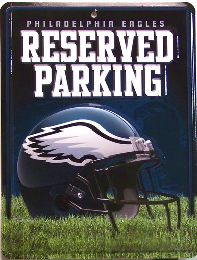 METAL FOOTBALL SIGN, 8 1/2" w X 11" h  WITH HOLE(S) FOR EASY MOUNTING 
 GREAT SIGN FOR THE PHILADELPHIA EAGLES FAN'S COLLECTION, SUPER COLOR AND GRAPHICS