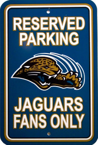 HEAVY DUTY DURABLE PLASTIC FOOTBALL SIGN, 10 3/4" w X 16 1/2" h WITH HOLE(S) FOR EASY MOUNTING 
 GREAT SIGN FOR THE JACKSONVILLE JAGUARS FAN'S COLLECTION, THIS SIGN IS OUT OF PRODUCTION