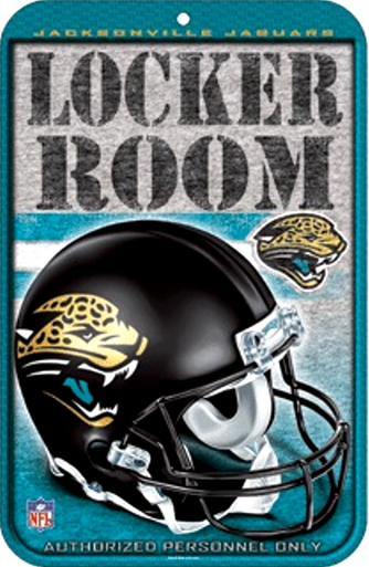 HEAVY DUTY DURABLE PLASTIC FOOTBALL SIGN 10 3/4" w X 16 1/2" h 
GREAT SIGN FOR THE JACKSONVILLE JAGUAR FOOT BALL FAN'S COLLECTION, GREAT COLORS AND GRAPHICS