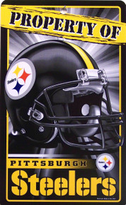 PROPERTY OF PITTSBURGH STEELERS FOOTBALL SIGN IS MADE OF DURABLE, FLEXIBLE PLASTIC