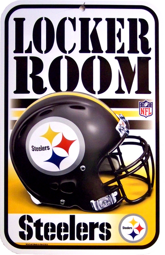 HEAVY DUTY DURABLE PLASTIC FOOTBALL SIGN 
 10 3/4" w X 16 1/2" h  GREAT SIGN FOR THE PITTSBURGH STEERERS FANS, GREAT COLOR AND DETAILS