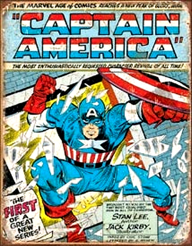 METAL SIGNS 12 1/2" W X 16" H with holes in each corner for easy mounting

CAPTAIN AMERICA WITH EXPLOSIVE COLORS AND GRAPHICS MAKES THIS A MUST HAVE FOR YOUR COLLECTION