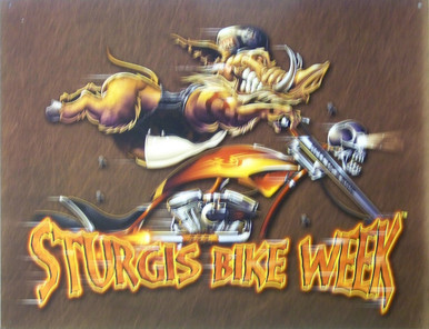 GREAT COLOR AND DETAIL IN THIS STURGIS METAL BOAR SIGN