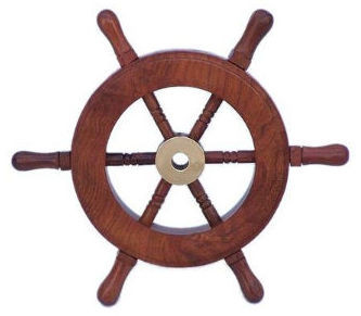 6" WOOD AND BRASS SHIPS WHEEL
BEAUTIFULLY HANDCRAFTED ITEM