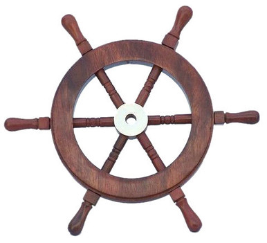 9" WOOD AND BRASS SHIPS WHEEL
BEAUTIFULLY HANDCRAFTED ITEM