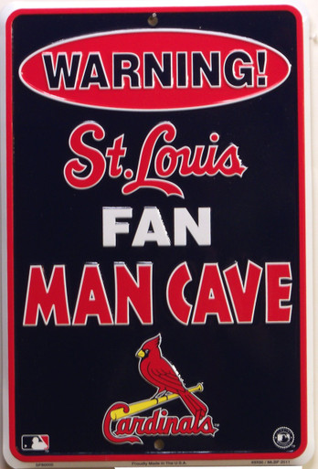 ST. LOUIS CARDINALS MAN CAVE SIGN
SMALL METAL SIGN
APOX 8" X 12" WITH HOLE(S) FOR EASY MOUNTING