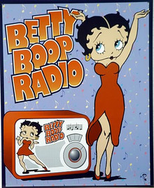 Photo of BETTY BOOP RADIO SIGN HAS MUTED BACKGROUND COLOR AND GREAT FOREGROUND COLOR AND GRAPHICS
